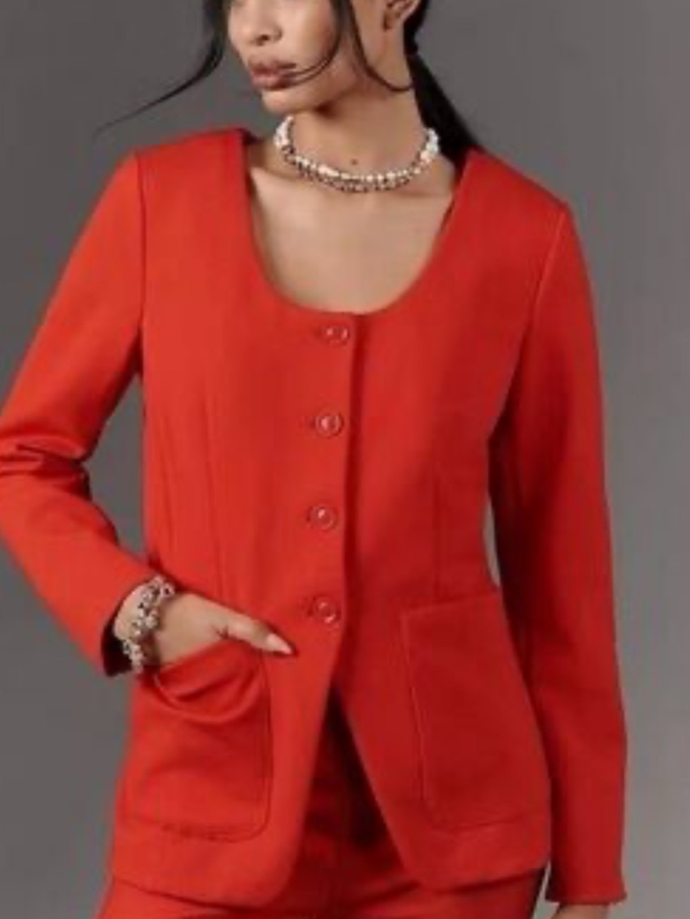 NWT Anthropologie Maeve Scoop-Neck Cutaway Blazer Size Large